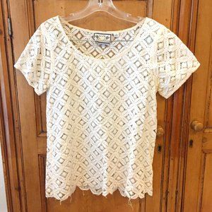 Anthropologie White Lace Top